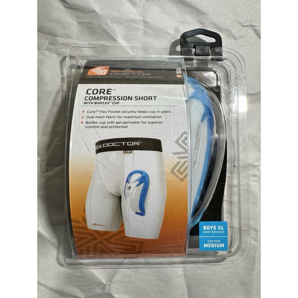 Shock Doctor CORE Compression Short Bioflex Cup Boys XL 28-30 Cup Sz M.